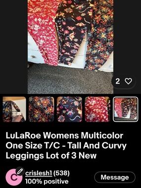 LuLaRoe Leggings Trio in Red, Black, and Multicolor Floral Prints tall and curvy